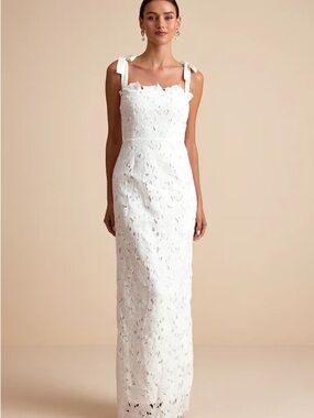 Lulu's White Lace Tie-Shoulder Maxi Dress